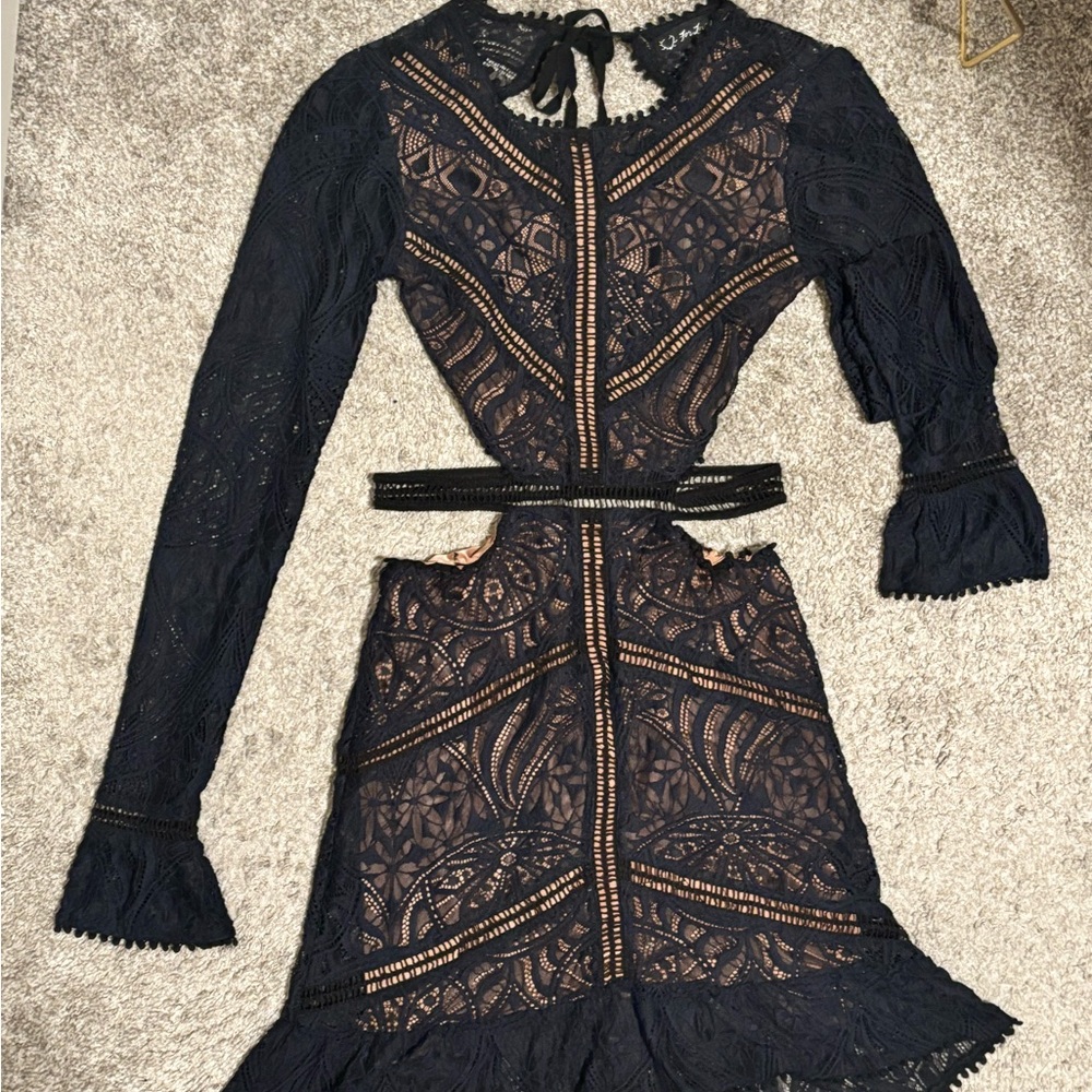 For Love And Lemons Navy Lace Dress